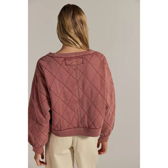 Free People We The Free Mirage Pullover Sweatshirt Top Diamond Quilted S 283932 - Picture 3 of 9